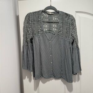 Lovestitch M Sage green/green gray Women's Crochet Top